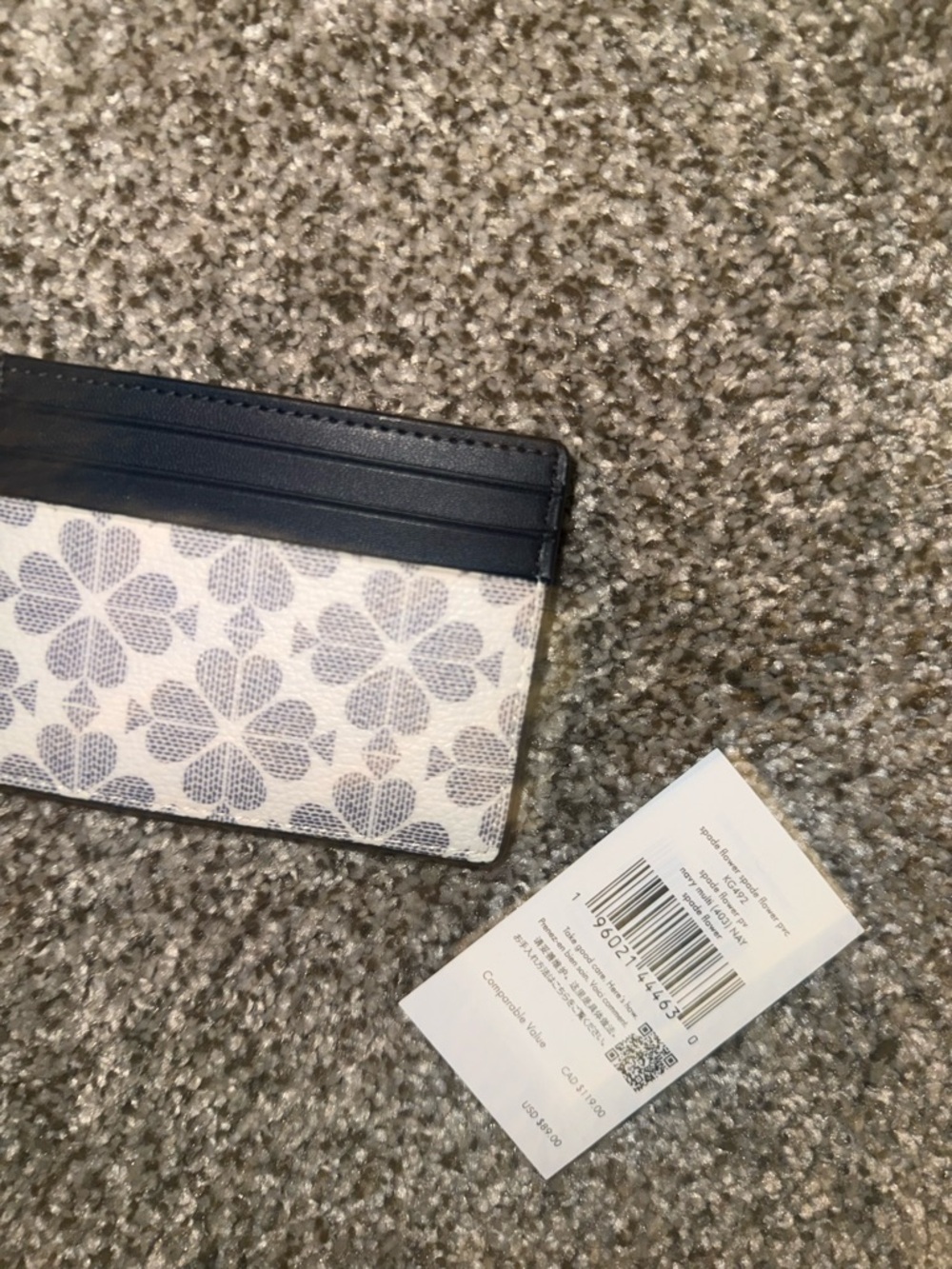 kate spade Navy and White Floral Card Slot Holder